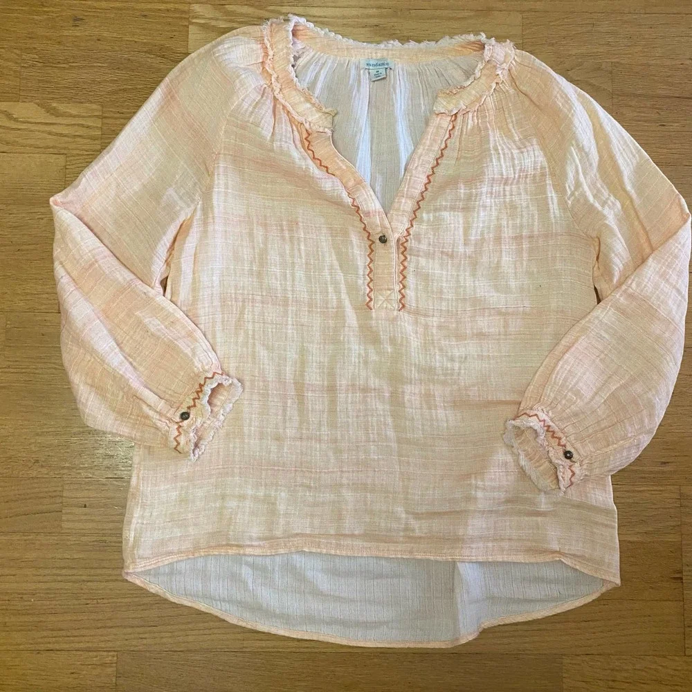 Sundance Orange Gentle Breeze Coastal Granola Western Embroidered Top - Picture 3 of 7